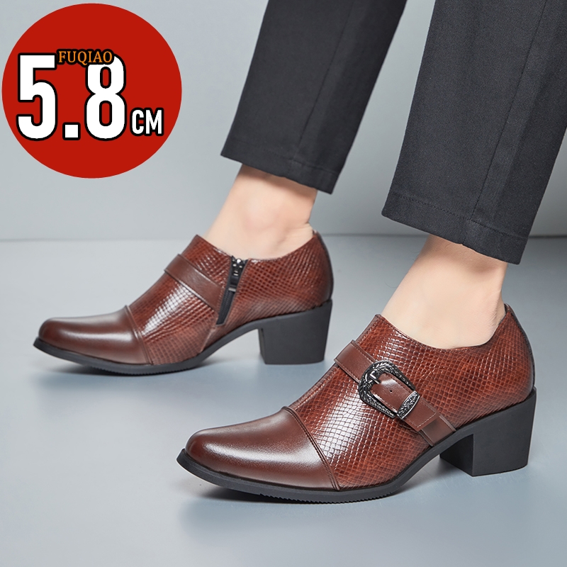 Men'S Formal Style - Męskie skórzane buty na wysokim obcasie