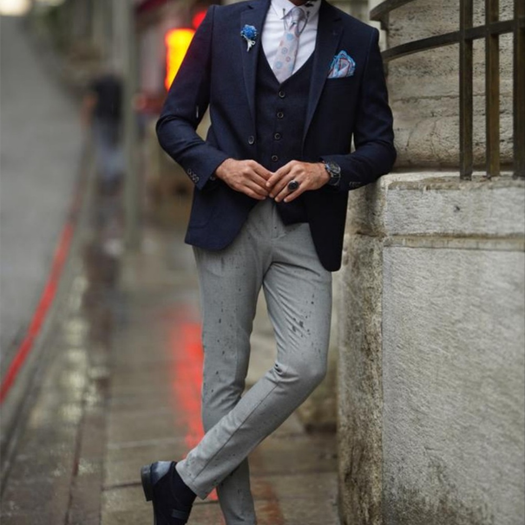 Men'S Formal Wear Not Suit - Eleganckie męskie garnitury granatowe z klapami