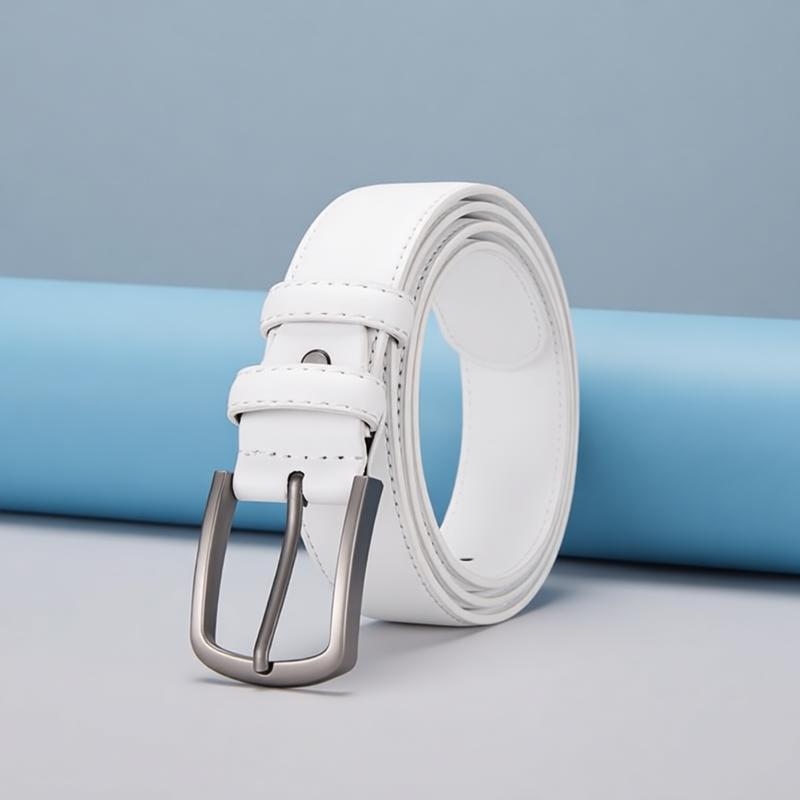 Men'S Formal Wear Belt - Męski pasek wizytowy, jednolity biały, klasyczny