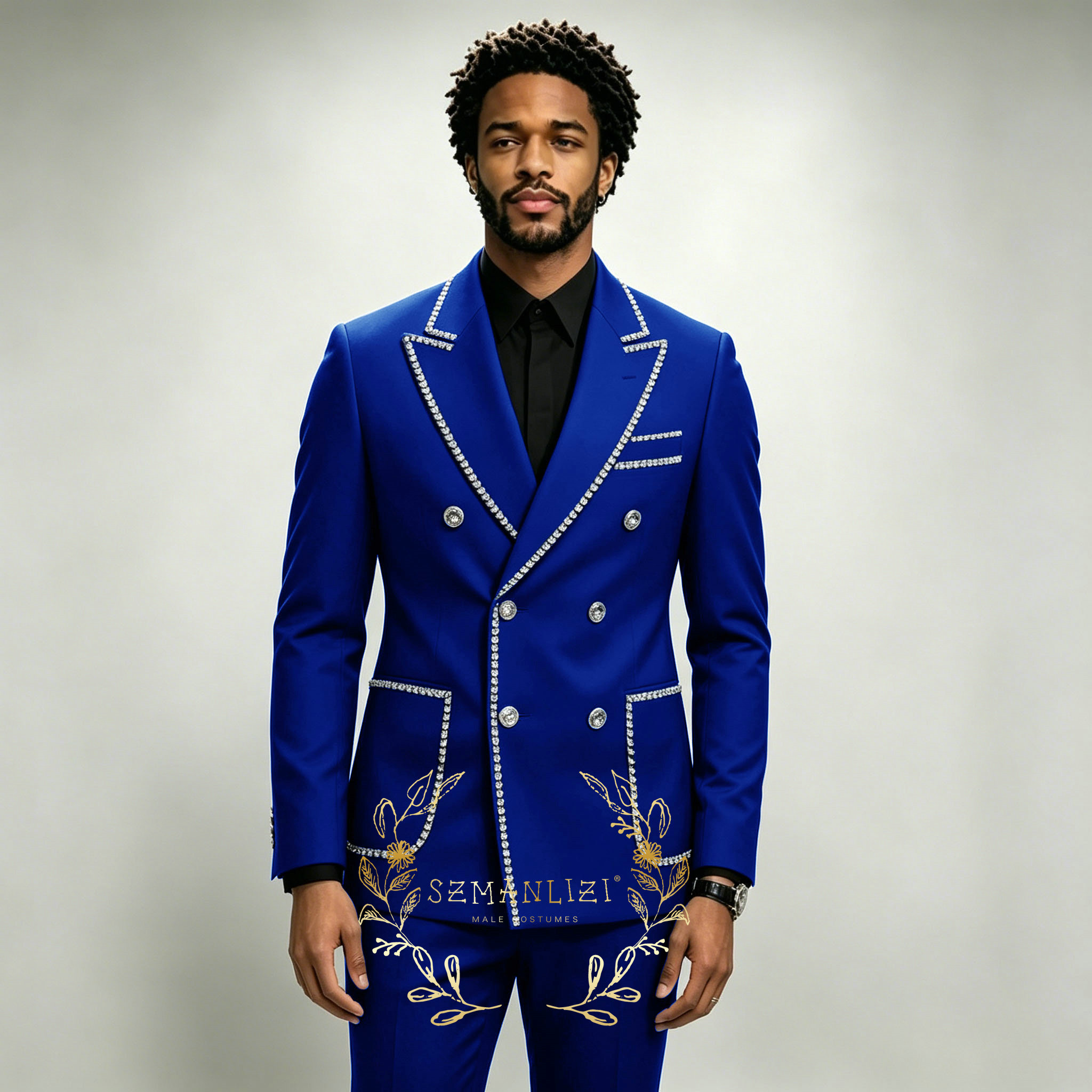 Men Formal Wear Blue - Luksusowe męskie garnitury 2-częściowe, królewski błękit,