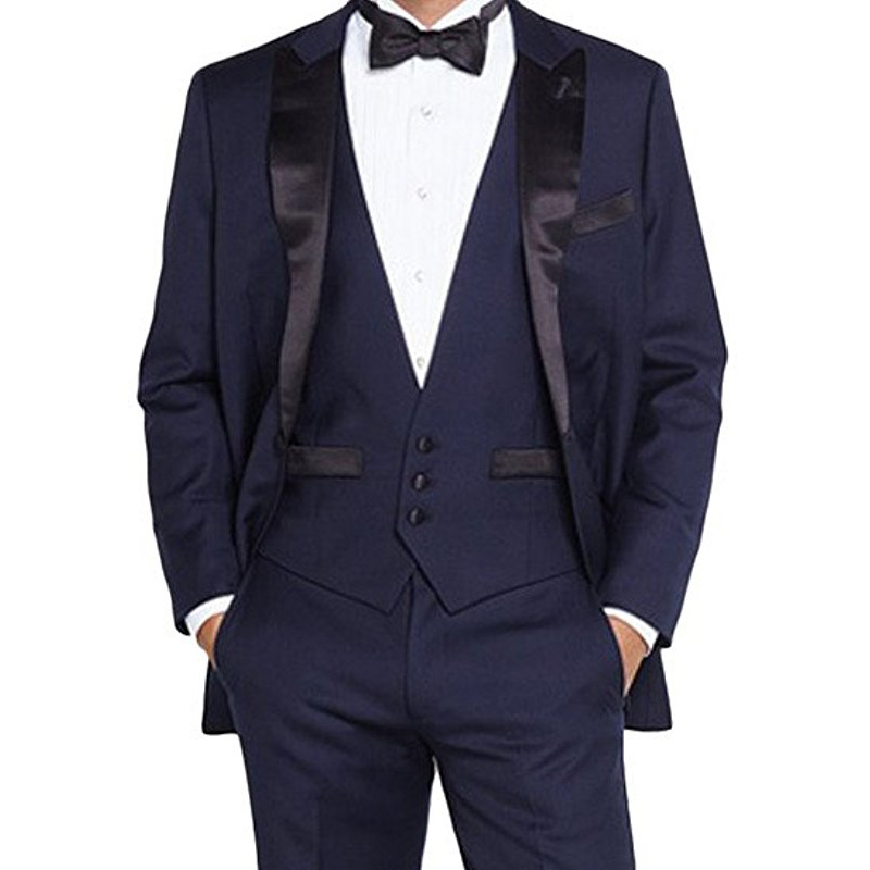 Men Formal Wear Blue - Granatowe smokingi dla drużbów, strój dla