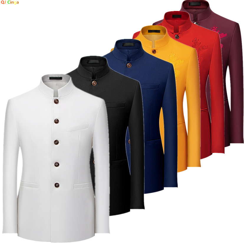 Men Formal Wear Blue - Męska marynarka w stylu chińskim z
