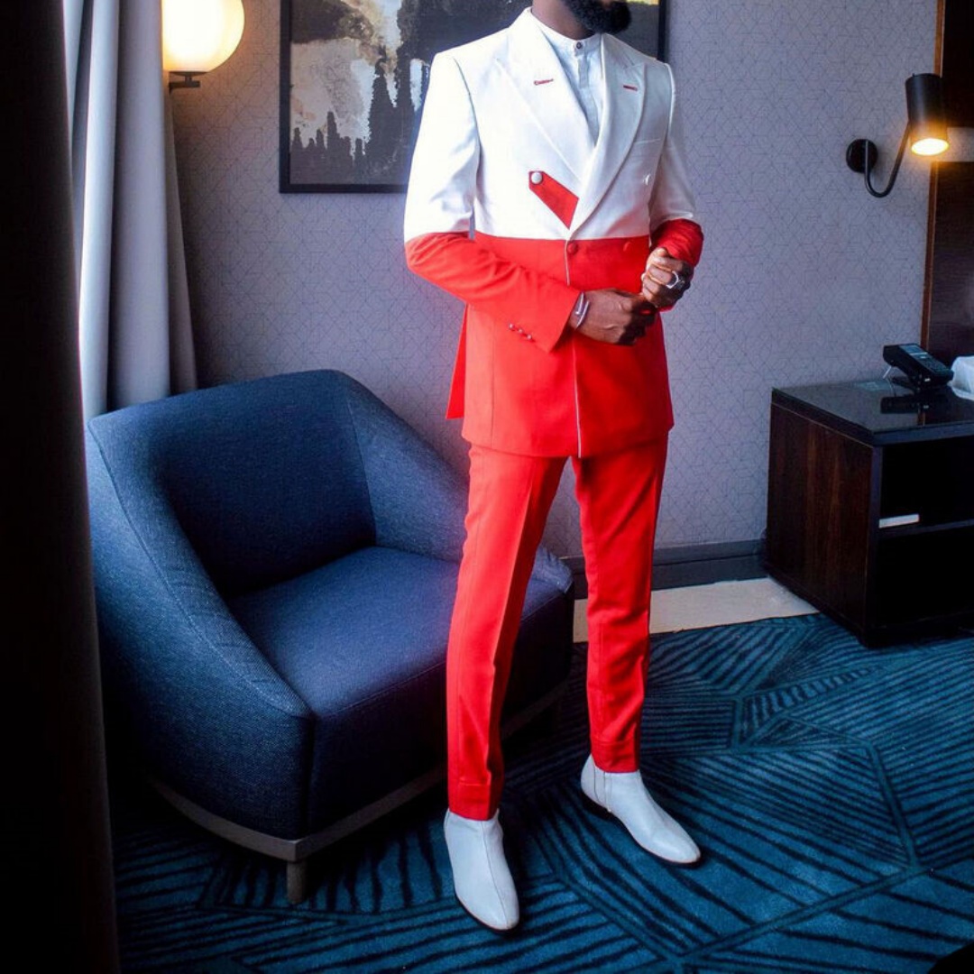 Men'S Formal Wear Not Suit - Nowe garnitury męskie 2-częściowe, biało-czerwone, dopasowany