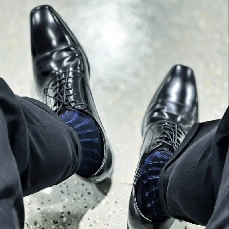 Men'S Formal Style - Męskie skarpetki w paski, ultracienkie jedwabne