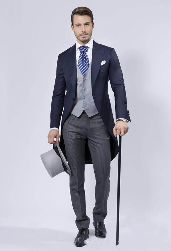 Men Formal Wear Blue - Szyte na miarę fraki dla pana