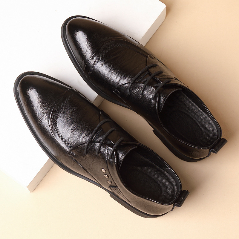 Skórzane oksfordki z metalowym – Men Formal Wear Dress recenzja i cena