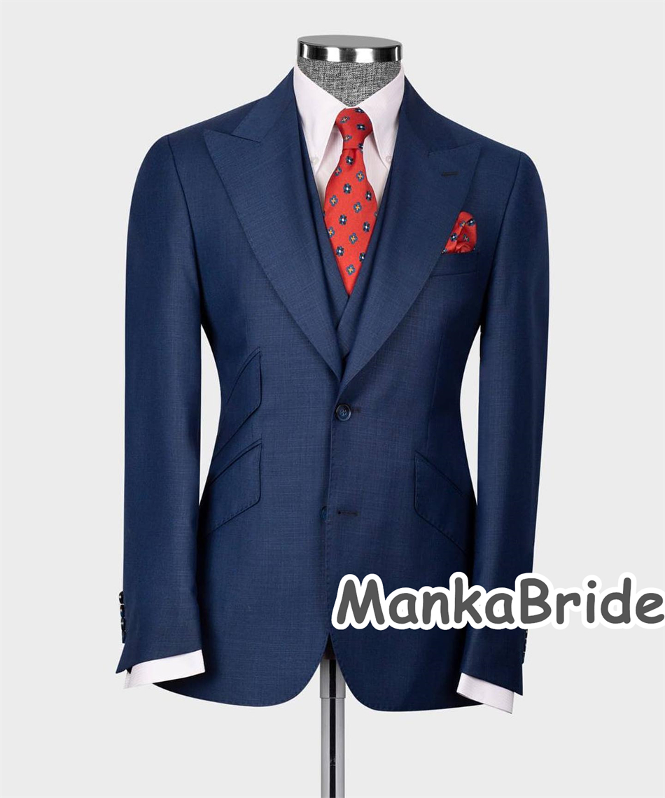 Elegancki granatowy klasyczny  – Men Formal Wear Blue recenzja i cena