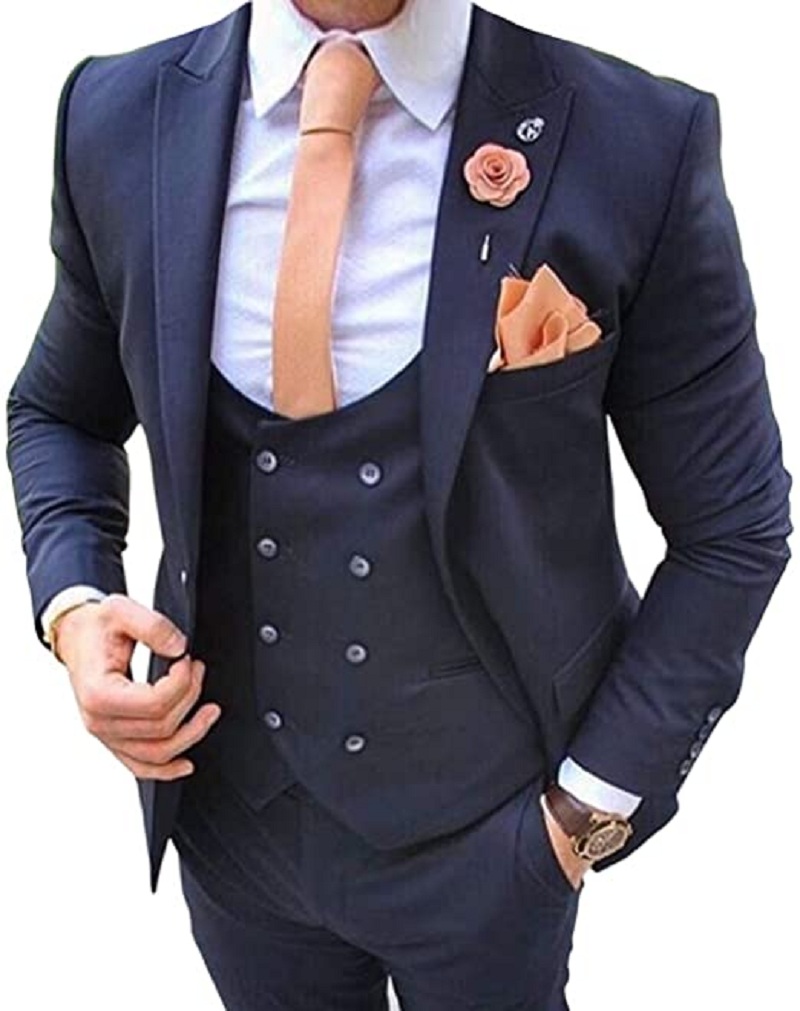 Granatowe garnitury męskie 3-c – Men Formal Wear Blue recenzja i cena