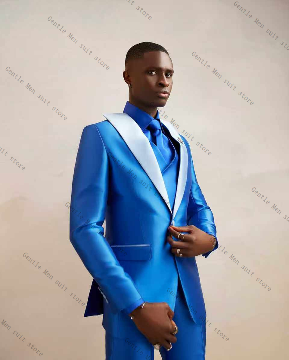Jasnoniebieski satynowy garnit – Men Formal Wear Blue recenzja i cena