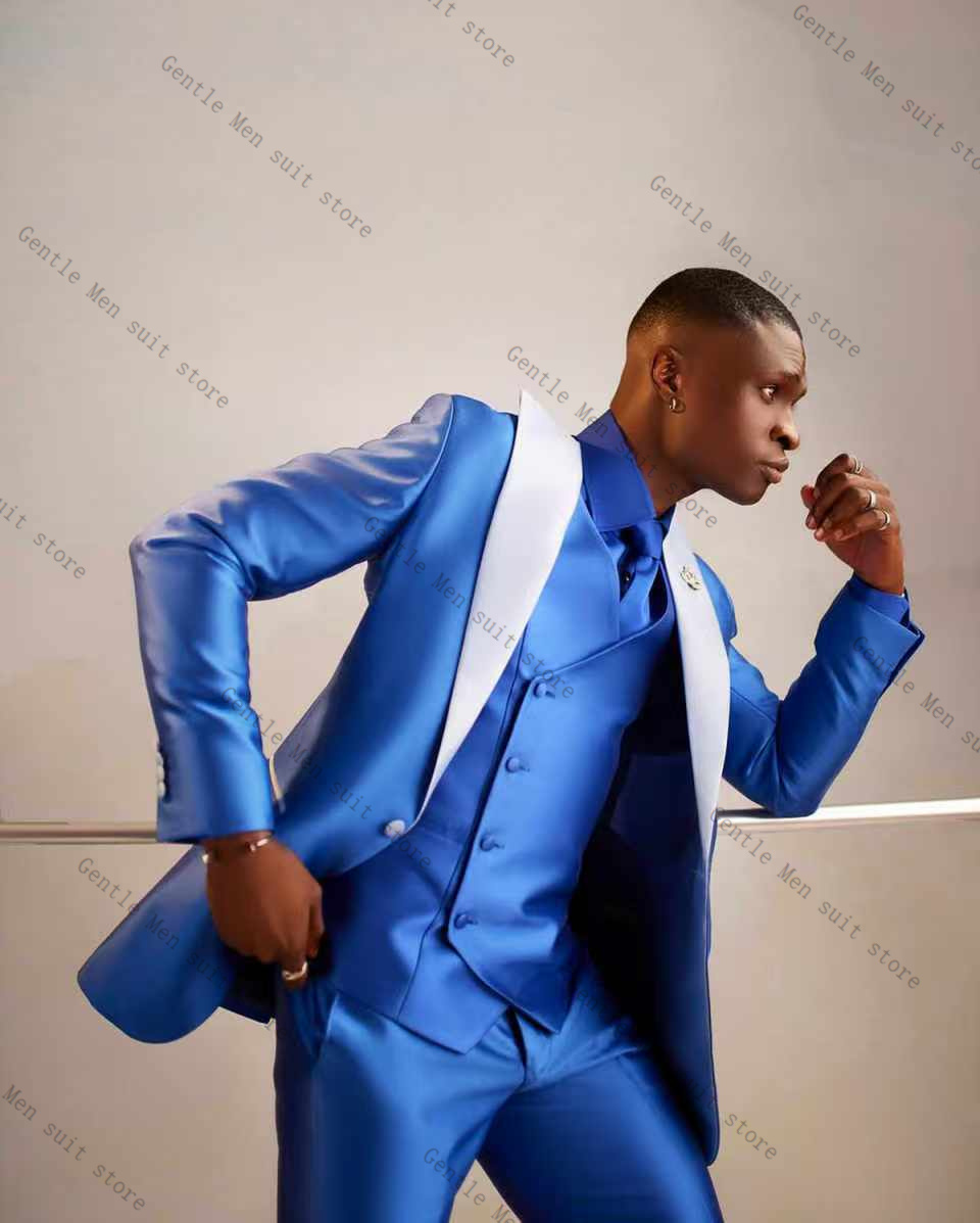 Jasnoniebieski satynowy garnit – Men Formal Wear Blue recenzja i cena