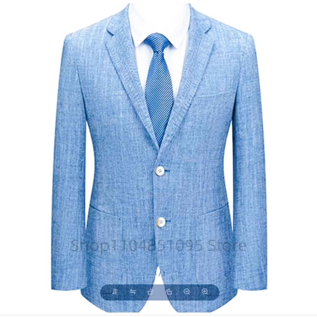 Męska marynarka lniana slim fi – Men Formal Wear Blue recenzja i cena
