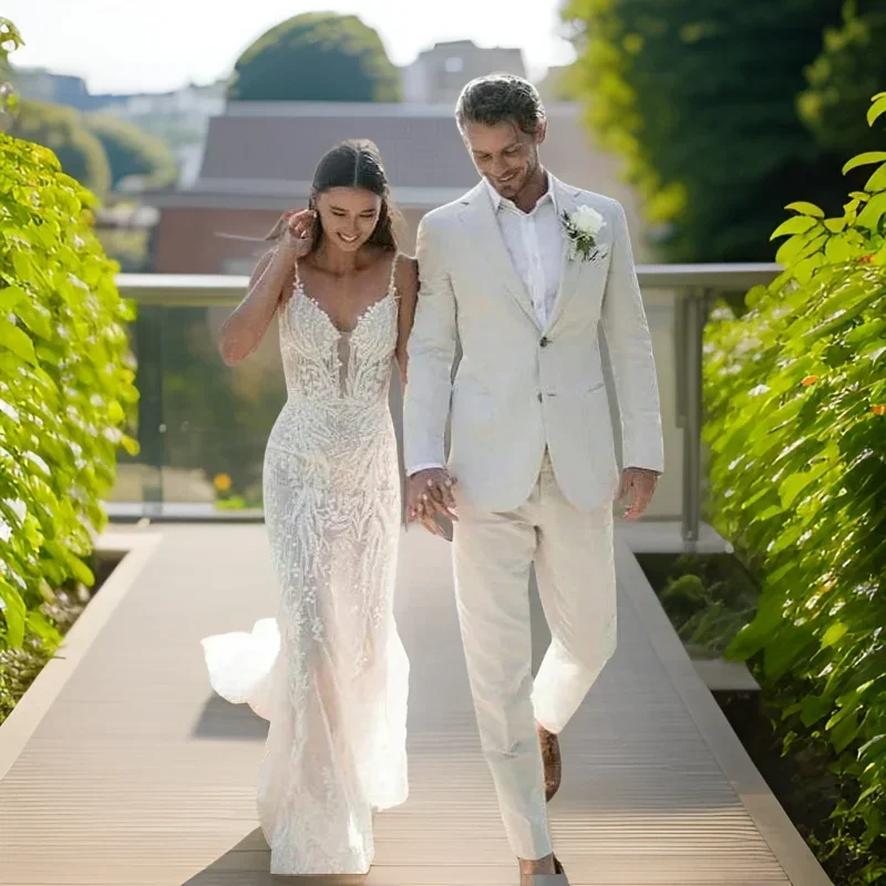 Lniany smoking ślubny dla mężc – Men Formal Wear For Summer recenzja i cena