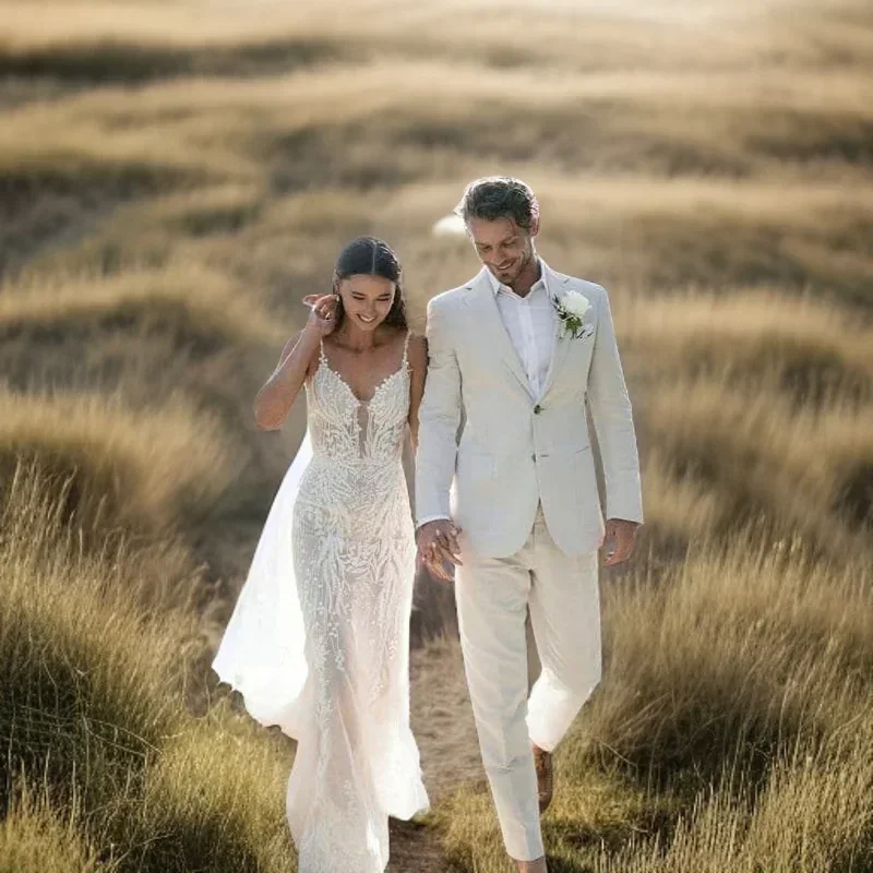Lniany smoking ślubny dla mężc – Men Formal Wear For Summer recenzja i cena