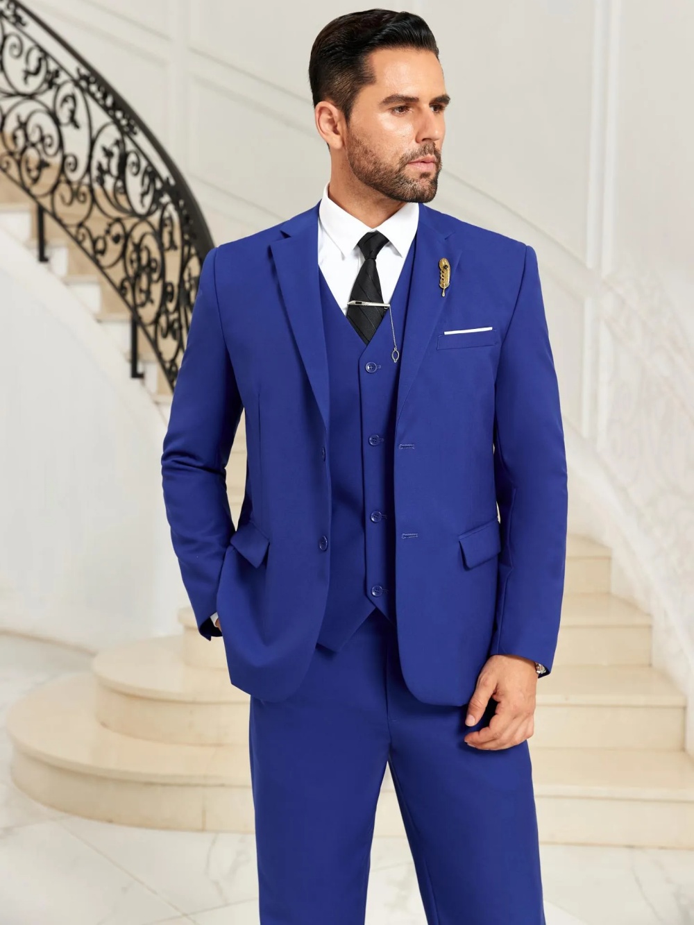 Nowe niebieskie męskie garnitu – Men Formal Wear Blue recenzja i cena