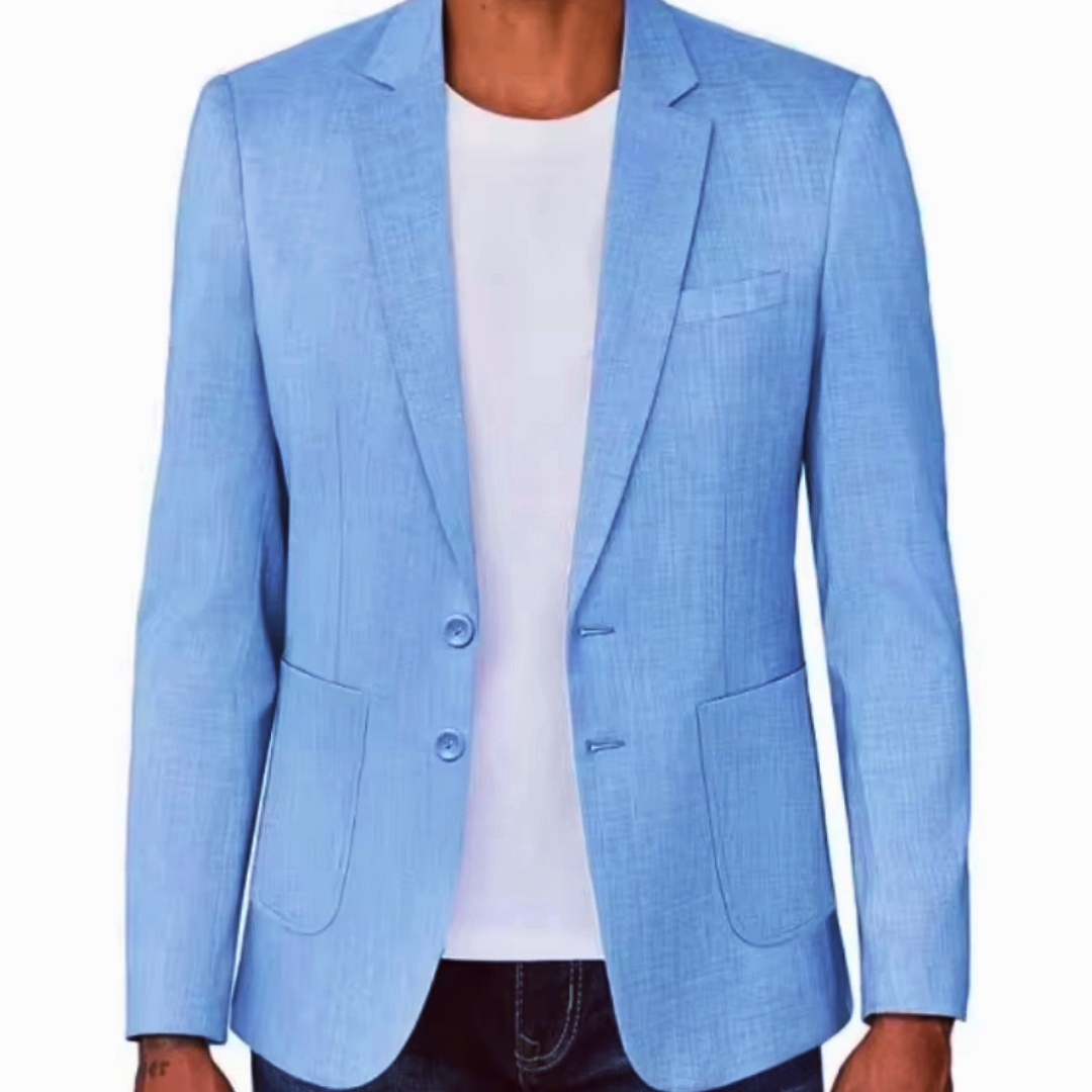 Beżowo-niebieska lniana maryna – Men Formal Wear Blue recenzja i cena