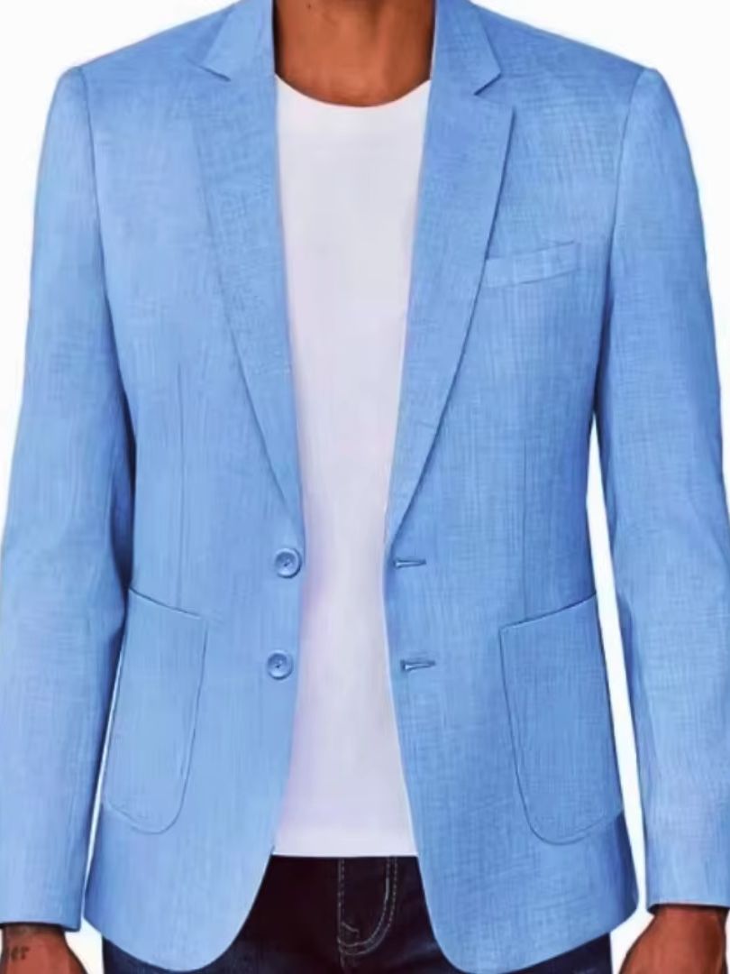 Beżowo-niebieska lniana maryna – Men Formal Wear Blue recenzja i cena
