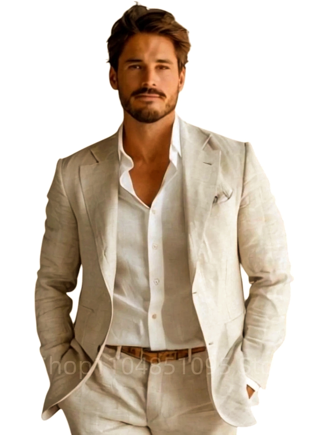 Niebieska, dopasowana lniana m – Men Formal Wear Blue recenzja i cena