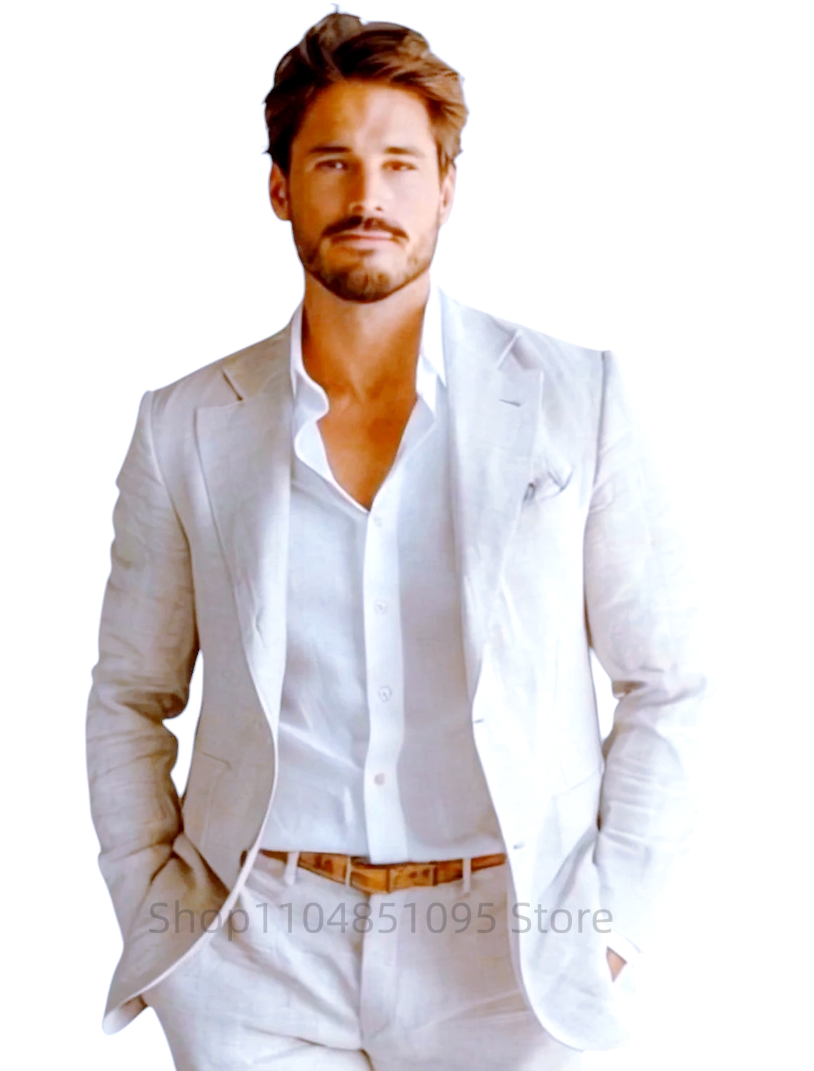 Niebieska, dopasowana lniana m – Men Formal Wear Blue recenzja i cena