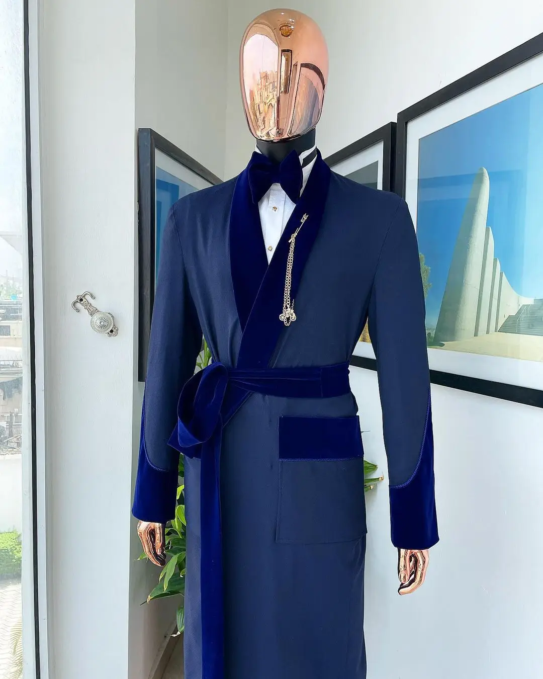 Długa marynarka męska szyta na – Men Formal Wear Blue recenzja i cena