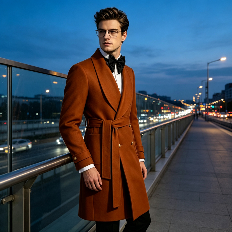Luksusowy męski płaszcz z mies – Men'S Formal Wear Belt recenzja i cena